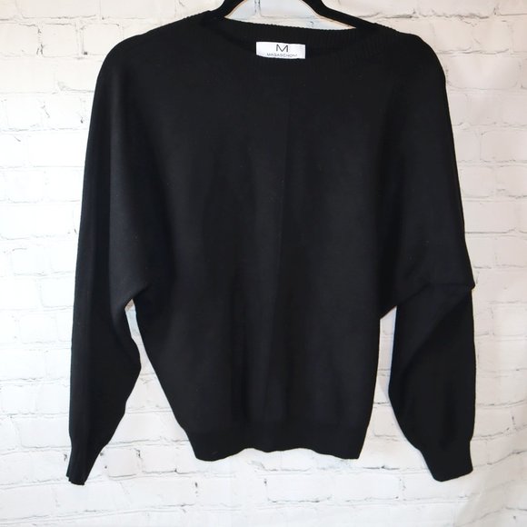 Magaschoni Black Crew Neck Pull Over Sweater Women's Size M-NWOT - Picture 1 of 9